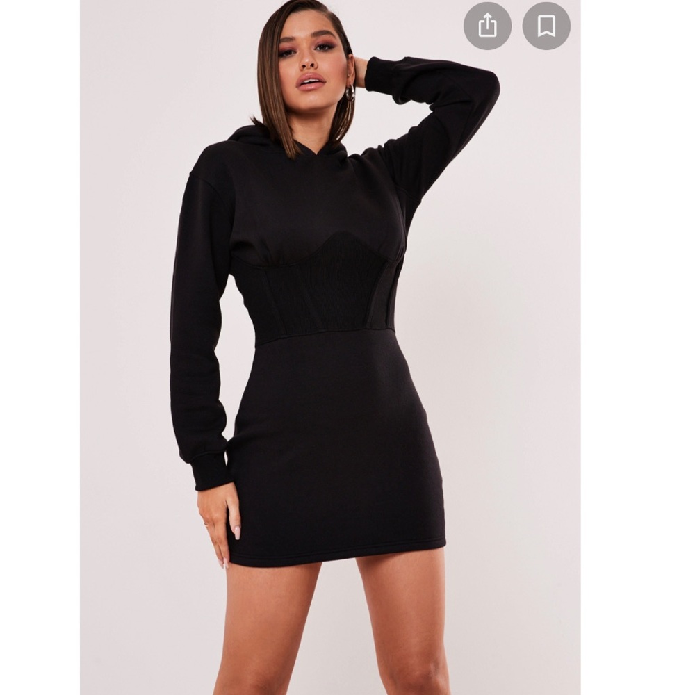 Black Corset Hooded Sweater